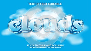 clouds text effect vector editable