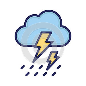 Clouds, thunder, rain, weather fully editable vector icon