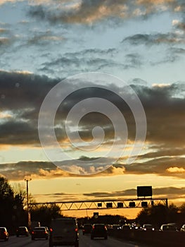 Clouds traffic motorway carlights