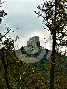 Clouds, trees and the abbey