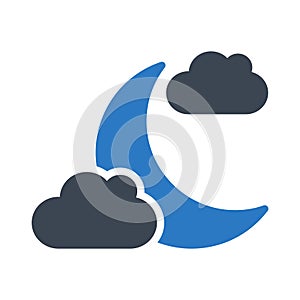 Clouds glyph colour vector icon