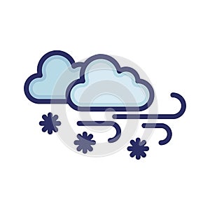 Clouds, wind, snow, winter fully editable vector icon