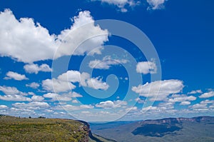 Cloudscape above the beautiful mountain view of Jamison Lookout at Wentworth Falls.