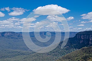 Cloudscape above the beautiful mountain view of Jamison Lookout at Wentworth Falls,New South Wales,Australia.