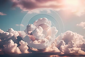 Cloudscape with blue sky in pastel colors.