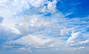 Cloudscape. Blue sky and white cloud. photo