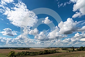 Cloudscape with blue sky and white clouds panorama