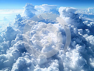 Cloudscape - Blue sky and white clouds, wide panorama
