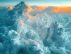 Cloudscape - Blue sky and white clouds, wide panorama