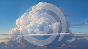 Cloudscape, Clear Blue Sky with Fluffy White Clouds and a Dramatic Storm Cloud