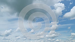 Cloudscape cumulus moving on beautiful bright sunny clear blue sky. Cirrostratus cloudscape slowly moved on daylight