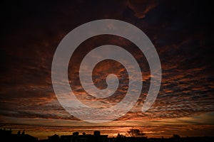 Cloudscape of an early morning sky and sunrise at Scheveninge, Netherlands