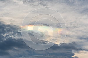 Cloudscape blue sky and white clouds and irisation