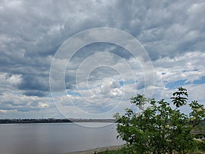 Cloudscape over calm water of lake water