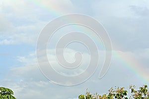 Cloudscape on sky with rainbow
