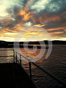 Romantic sky and shore nearby