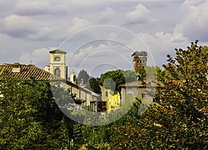 Cloudy autumn morning in historical Lucca, Tuscany