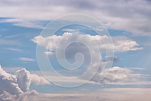 Cloudy Blue Sky background in Summer day, cloud shaped like spaceship