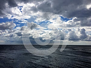 Cloudy blue sky over sea