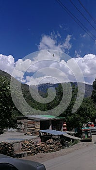 cloudy blue sky and road side scens