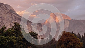 Cloudy Brilliant Sunset over Half Dome