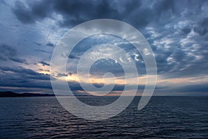 Cloudy Cloudscape during stormy everning on the West Coast of Pacific Ocean.