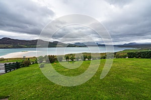 Cloudy coastal landscape of Kyle of Tongue in the north west Highlands, Scotland