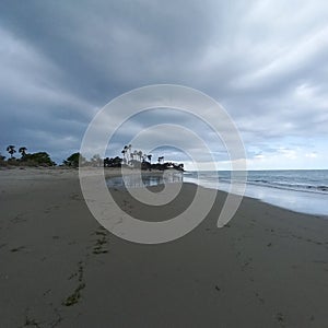 The cloudy corner of the beach look evens more aesthetic