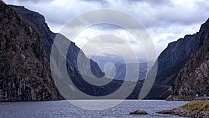 Cloudy, dark valley in Norway