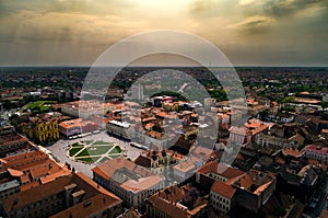 Cloudy day above Timisoara`s historical center