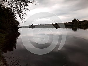 Cloudy day in the autumn season photo