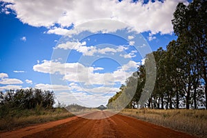 Cloudy day on a country lane on a road in central Victoria, Australia