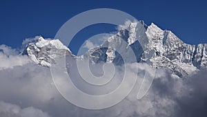 Cloudy day in the Himalayas, Mt Thamserku