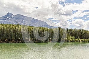 Cloudy day at Johnson Lake surface - Banff Alberta