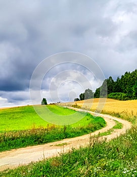 Cloudy day in Kashubia Poland photo