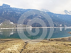 Cloudy day during late winter on the WÃ¤gitalersee Waegitalersee or Wagitalersee Lake in the WÃ¤gital / Waegital or Wagital