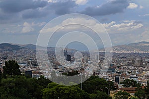 Cloudy day over Barcelona and Segrada Familia photo