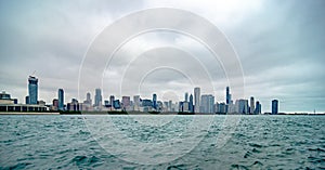 cloudy day over cityscape in chicago illinois