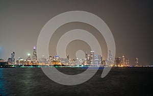 cloudy day over cityscape in chicago illinois