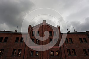 Cloudy day. Red Brick Warehouse Akarenga Soko in Japanese makes up one of the most