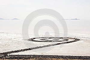 Cloudy day at the Spiral Jetty in Northern Utah