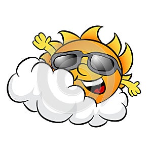 Cloudy Day with Sun Cartoon