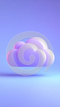 Cloud Computing Concept: Glossy Purple Cloud on a Gradient Blue Background