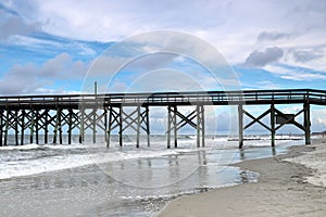 Cloudy evening at Atlantic ocean beach.