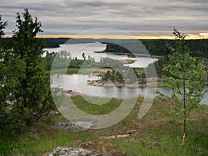 Cloudy evening on Ladoga lake