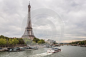 Cloudy evening summer at the Eiffel Tower