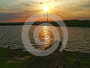 Cloudy Evening Sunset at Kaudulla Tank ,Srilanka