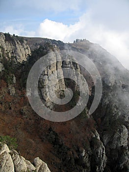 Cloudy Ghosts Vally. Demerdzhi Mountain Rocks.