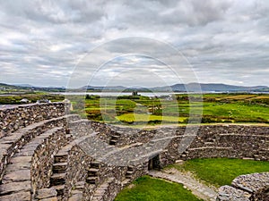 Cloudy gloomy sky over the Cahergall Stone Fort