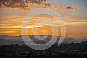 Cloudy golden sunset over Howick, South Africa